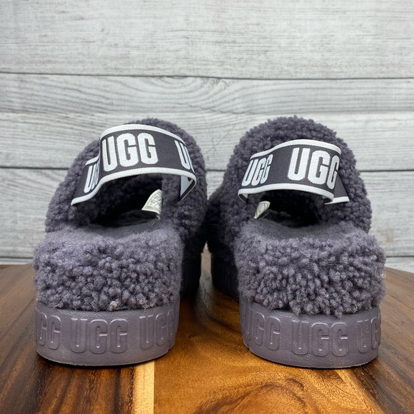 UGG Oh Fluffita Platform Genuine Shearling Slingback Slipper Sandal Shade Purple - Picture 6 of 12